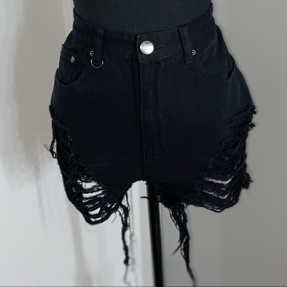 Black Ripped Shorts